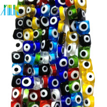 Charme europeu claro cristal plana colorido vidro turk eye beads